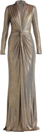 Tadashi Shoji Abito lungo con nodo - Oro