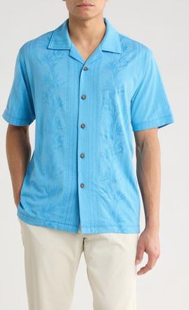 Tommy Bahama Palm Fresco Beach IslandZone Button-Up Camp Shirt in Campanula at Nordstrom, Size Xxx-Large