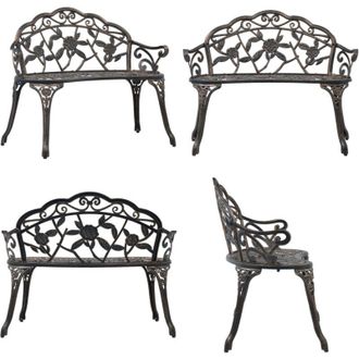 vidaXL Panca da Bistrot 100 cm Bronzo in Alluminio Pressofuso - Panca da patio - Panca da esterno