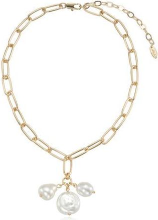 Ettika Triple Faux Pearl Pendant Necklace in Gold at Nordstrom Rack