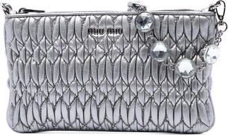 Miu Miu Pre-owned Miu Miu Metallic Matelasse Nappa Crystal Chain Crossbody Ladies C2W471BUFE3DHE2E