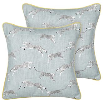 Beliani Beliani - Conjunto De 2 Cojines De Algod&oacute;n Con Motivo De Guepardo 45 X 45 Cm Gris Arales