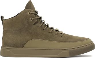 Kazar Hoge leren sneakers met rits - Heren - Sneakers - Groen - 42 EU - Leer - Schoenen