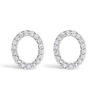 House of Brilliance 10K Gold 1/10 Cttw Diamond Initial A to Z Stud Earring in White Gold | O at Nordstrom