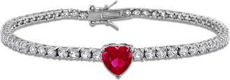 Mimi & Max 8ct TGW Created Ruby & Created White Sapphire Bracelet in Sterling Silver