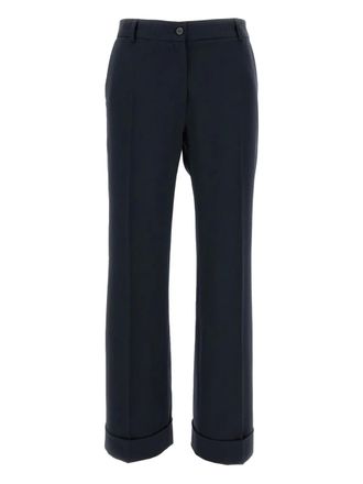 Alberto Biani Broek met omgeslagen zoom - Blauw