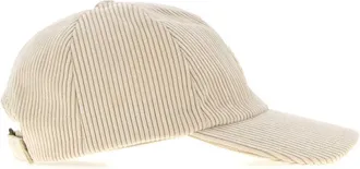 Moncler Womens Baseball Stretch Corduroy Cap Beige Polyester Nylon Elastane