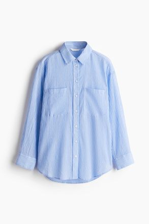 H&M Baumwollbluse - Hellblau/Gestreift