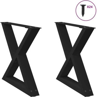 vidaXL Vidaxl - Patas Para Mesa De Centro (2 Unidades), Color Negro, 60 X (42-43,3) Cm, Acero