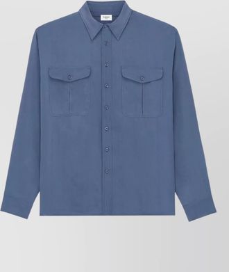 Saint Laurent viscose silk shirt padded shoulders pockets