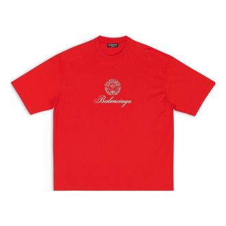 Balenciaga Qixi Crest T-Shirt Medium Fit Red 612966TMVL46971