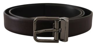 Dolce & Gabbana Donkerpaarse Leren Doos Borchia Metalen Gesp Riem