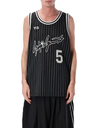 Yohji Yamamoto Edwards Vertical Pinstripes Mesh Tank Top