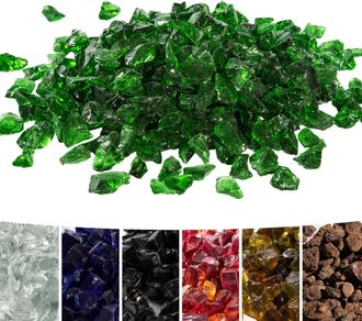 Teamson Home 4 Kg Rocas De Lava Para Braseros De Gas, Cristal De Fuego Templado, Seguro Para Estufas De Gas De Jard&iacute;n Exterior, Verde - Teamson Home
