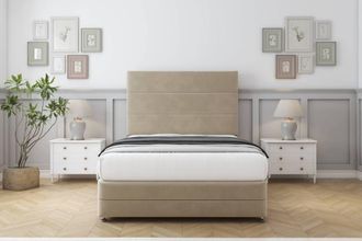 Comfort Beds Zoya Coniston Divan Set No Drawers-54 Headboard-Footboard in Light Beige | Size: Small Double