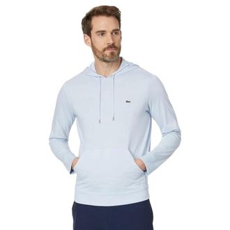 Lacoste Hoodie Mens Light Blue Cotton Regular Fit Kangaroo Pocket FTS1663
