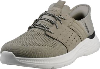 Skechers Mens Garner-Newick 210803 Low Profile Bungee Lace Slip-Ins, Taupe, 8.5 UK