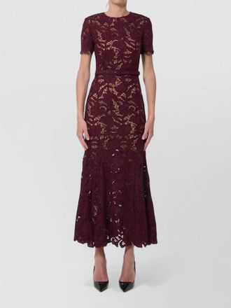 Self Portrait lace midi dress crew neck mermaid