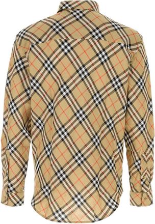 Burberry Mens Embroidered Linen Shirt Sandipcheck Exterior: Camicie