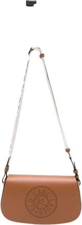 Karl Lagerfeld Tassen, Dames, Bruin, ONE Size, Leer, K/Circle Perforated Moon Schoudertas