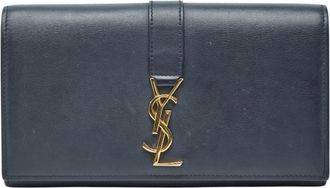 Saint Laurent Navy Leather Coin Purse/Coin Case (Pre-Owned)