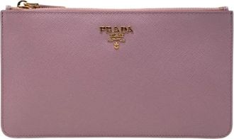 Prada Pre-owned Saffiano Leren Pouch - Dames - Vintage Clutch - Roze - ONE Size - Leer - Vintage