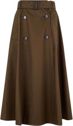 Burberry Gabardine Trench Midi Rok - Dames - Midirokken - Bruin - 2XS - Katoen - Rokken