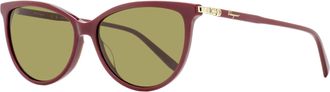 Ferragamo Ferragamo Womens Gancini Cat-Eye Sunglasses SF2870SCP 604 Burgundy 55mm
