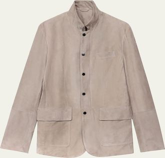 Maurizio Baldassari Mens Suede Five-Snap Jacket