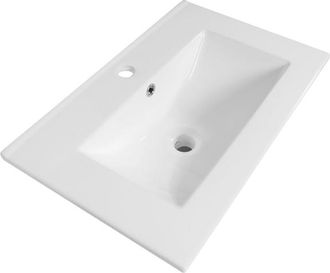 Marcel Breuer Frost Meubelwastafel - 61x40x2cm - overloop - ondiep - 1 wasbak midden - 1 kraangat - keramiek - wit