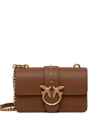 Pinko Love kleine leren crossbodytas - Bruin