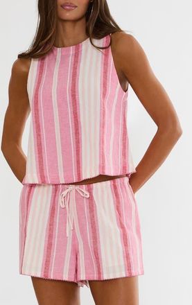 Beach Riot Dollie Sleeveless Cotton & Linen Cover-Up Top in Bubblegum at Nordstrom, Size X-Large