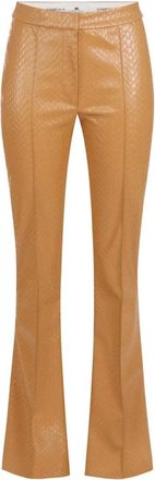 Elisabetta Franchi Broeken, Dames, Geel, XL, Leer, Visgraat Laag uitgesneden Broek