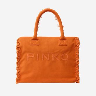 Pinko Womens Cotton Shopper Bag Orange Handbags Hand