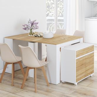 IDMarket Mesa De Comedor Extensible Orlando Para 6 Personas, 140 Cm, Madera Blanca Imitaci&oacute;n Haya