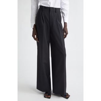 Junya Watanabe High Waist Pleated Wool & Mohair Wide Leg Pants in Black at Nordstrom, Size X-Small