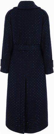 Pinko Wool with Polka Dot Print Coat - Navy