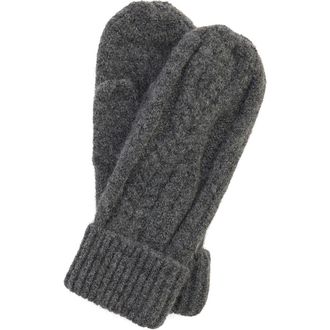 Barbour Elsdon Cable Knit Mittens in Grey at Nordstrom