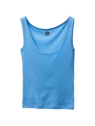 Versace Ribbed Silk-Nylon Sleeveless Top With Subtle Logo
