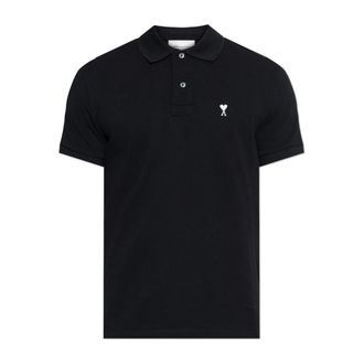 Ami Polo Shirts, male, Black, Size: XL De Coeur Polo Shirt