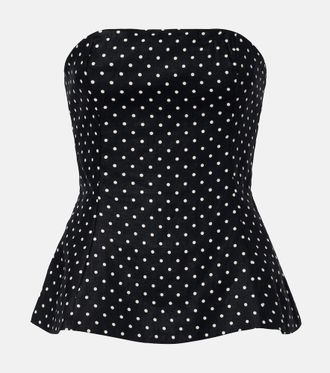 Faithfull The Brand Petro polka-dot peplum linen top