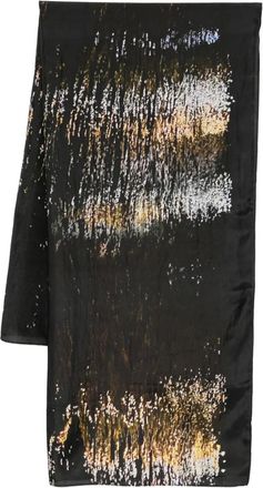 Yavi Foulard in seta con stampa astratta - Nero