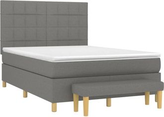 vidaXL Vidaxl - Cama Box Spring Con Colch&oacute;n Tela Gris Oscuro 140x190 Cm