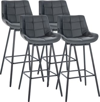 Clp Juego De 4 Taburetes De Bar Weston Giratorios Gris Simil Cuero