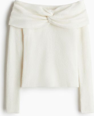 H&M Schulterfreier Pullover - White