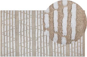 Beliani Beliani - Alfombra Beige Algod&oacute;n 120 X 180 Cm Tejida A Mano Boho Dormitorio Ahirli