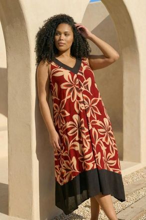 Roman Floral Print V-Neck Dress