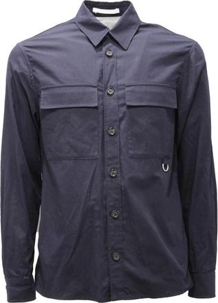 Paolo Pecora Overhemden, Heren, Blauw, S, Blauw overhemd met voor- en zijzakken