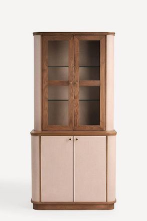 Anthropologie Acadia Raffia & Wood Bar Cabinet