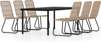 vidaXL Juego De Comedor Para Jard&iacute;n 7 Piezas Color Roble Vidaxl